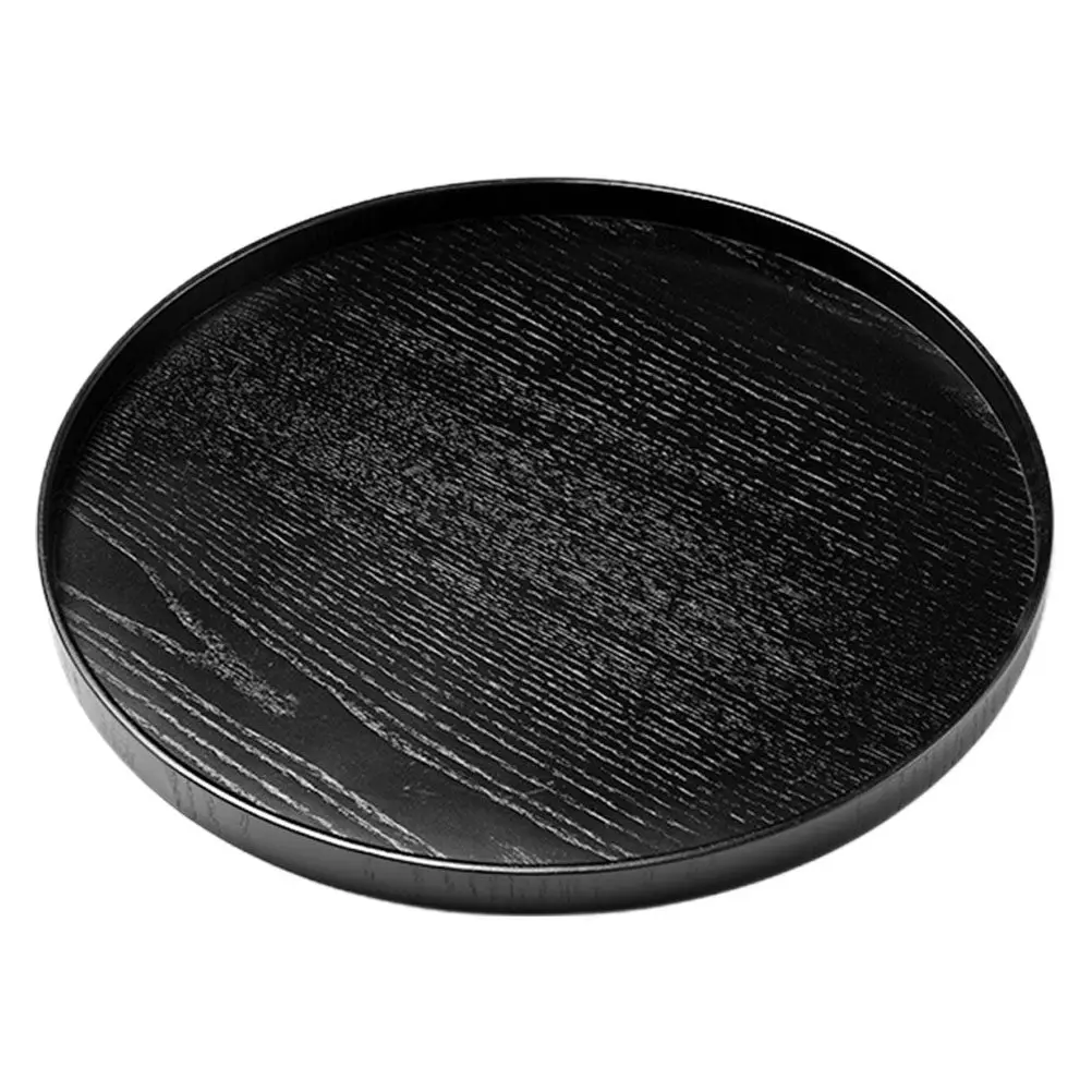Wood Round Tea Tray Snack Serving Breakfast Plate Multi Functional Food Serving Decorative Wooden Tray for Restaurant Home Cake