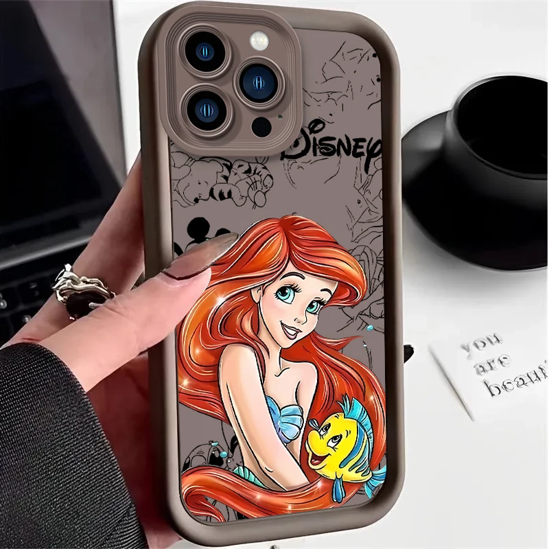 Disney Ariel Princesses جراب هاتف للصدمات ، غطاء سيليكون ، iPhone 16 ، 15 ، 14 ، 13 ، 12 ، 11 Pro Max ، XS ، X ، XR ، 8 ، 7 ، 6S ، 6 Plus ، SE ، من