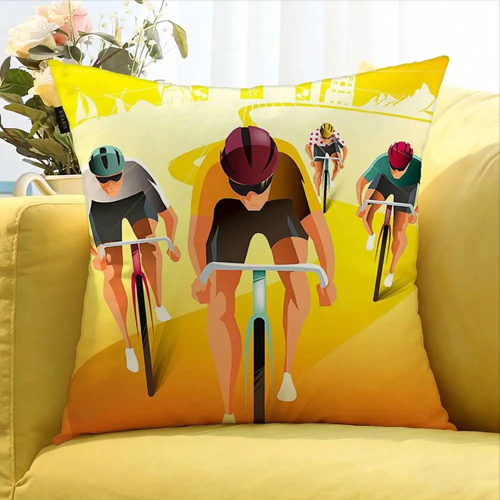Tour De France Bike Bicycle   Various Sizes Square Pillow Case For Car Home Bedchamber Decor