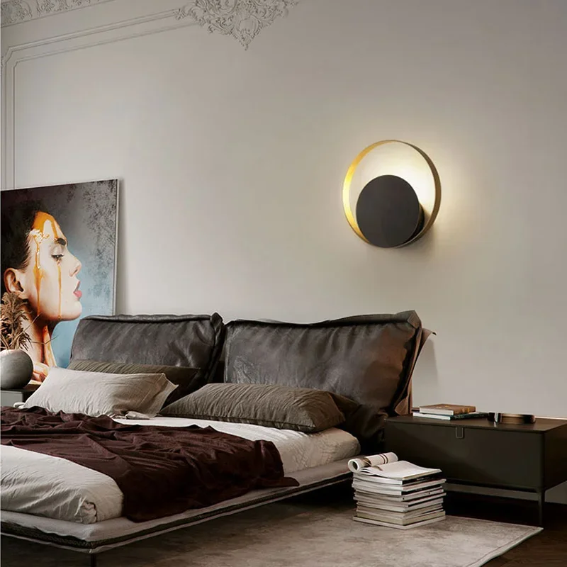 

Wall Background Modern Lamp Solar Eclipse Wall Aisle Bedside Round Bedroom Living room Decoration LED Lamp