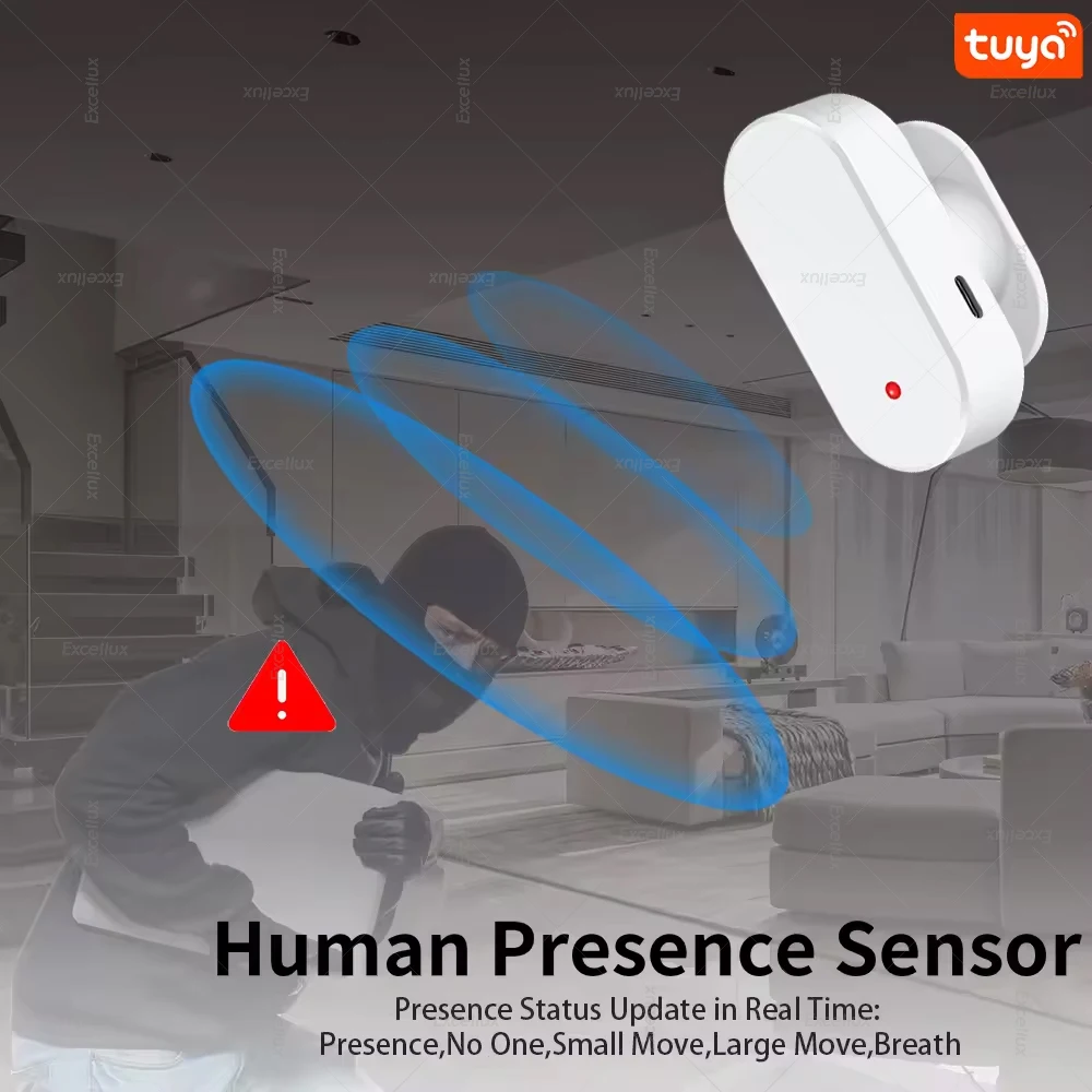 Tuya Zigbee Human Presence Detector,Luminance/Distance Detection, Smart Human Body PIR Motion Sensor Works With Hub Zigbee 2mqtt