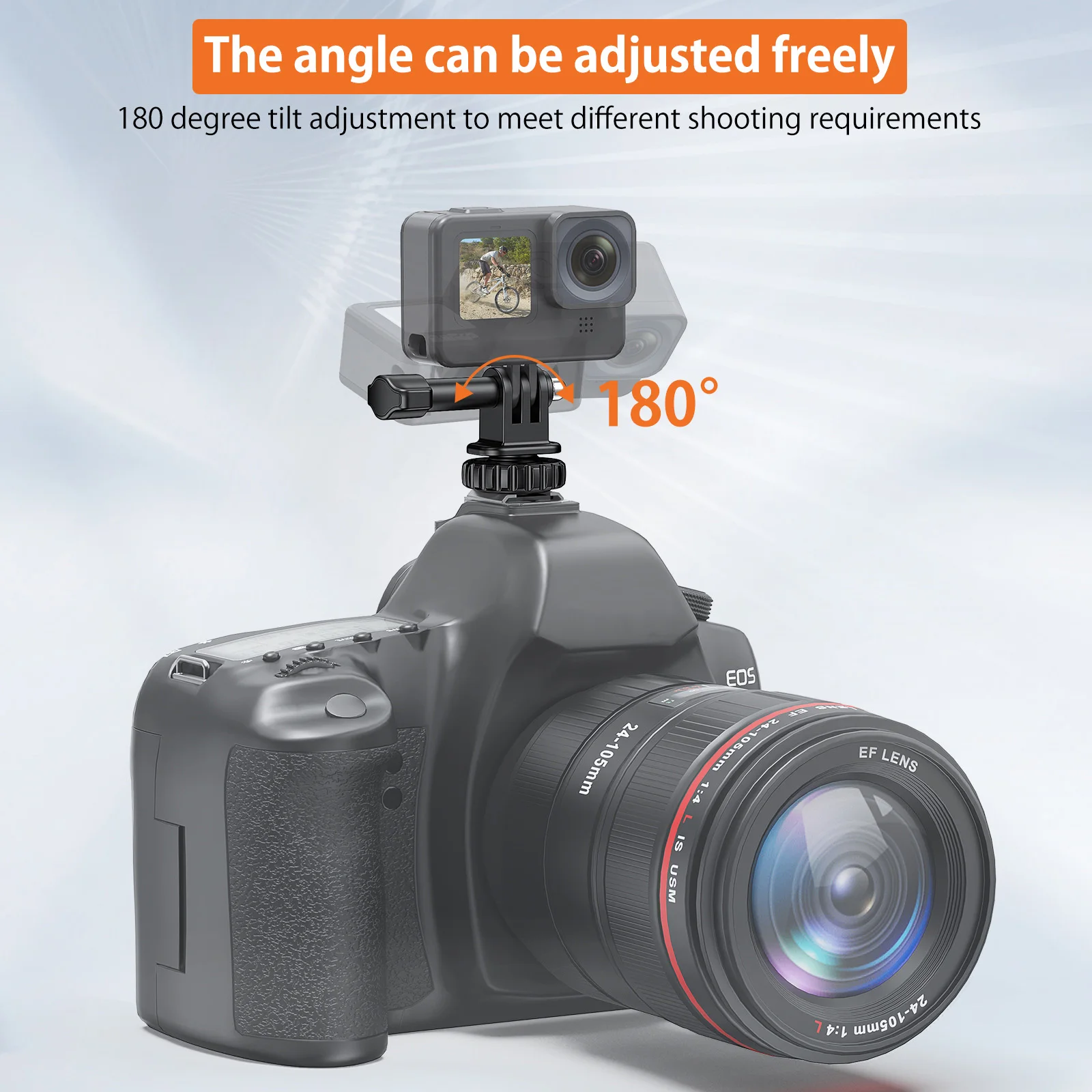 VRIG AC24 Sports Camera Cold Shoe Mount Adapter 180° Adjustable with 1/4 Inch Screw Hole Tripod Mount Replacement for GoPro Hero