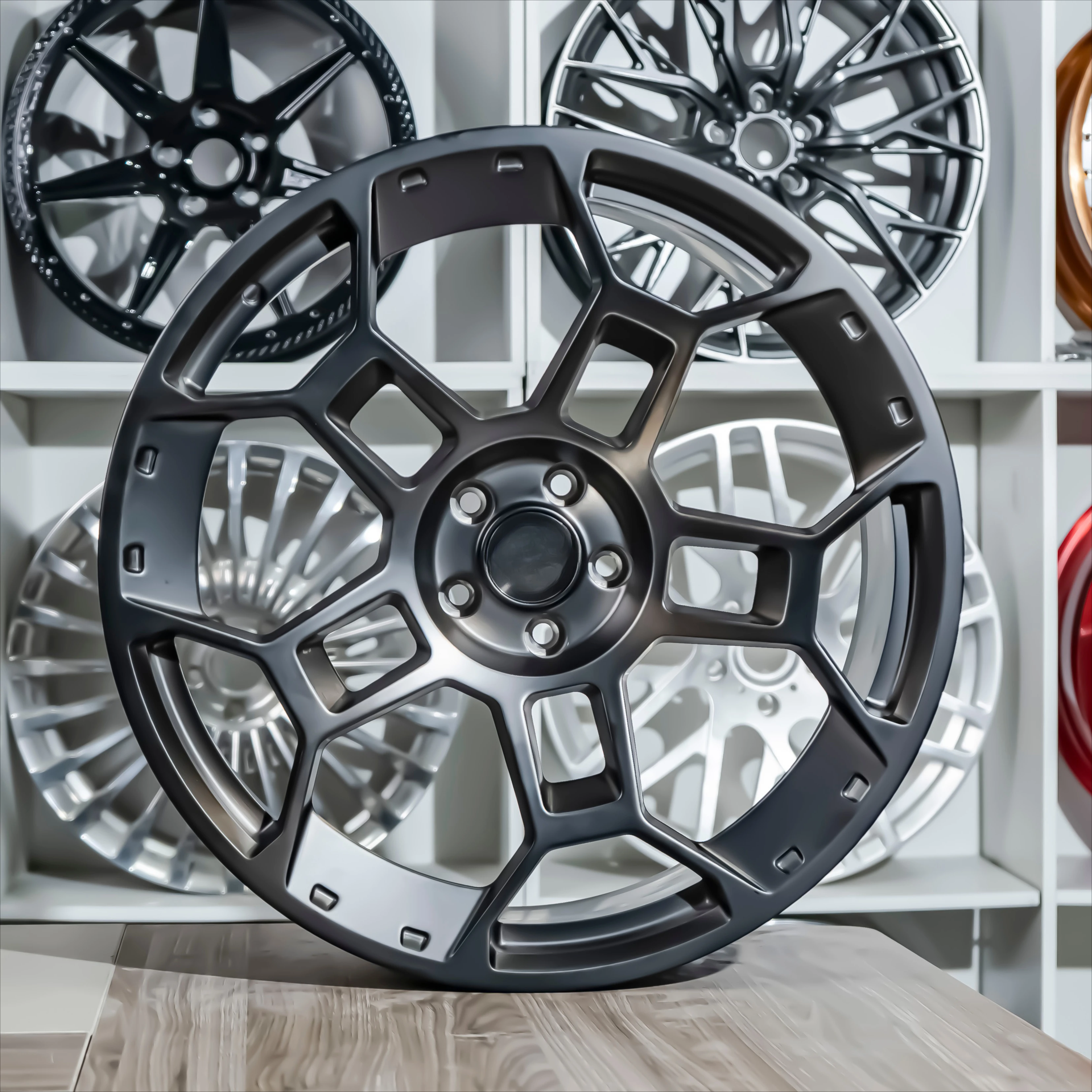 For New Monoblock Car Wheels 10J Matte Black Customized Cap Multi Spoke 5*114.3 70.5 Forged Wheels for
