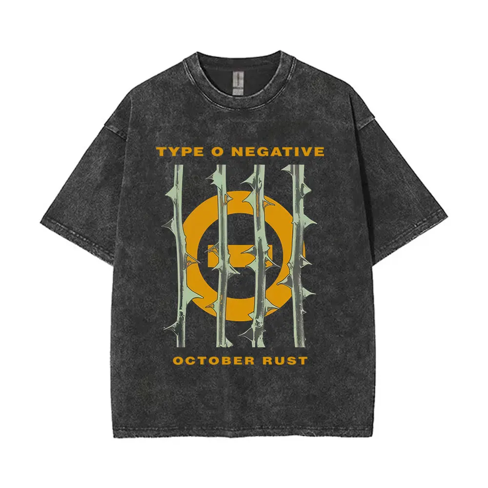 

Washed Vintage Rock Band Type O Negative October Rust Merch T-shirt Men Women Retro Gothic Metal T Shirt Male Oversized T-shirts