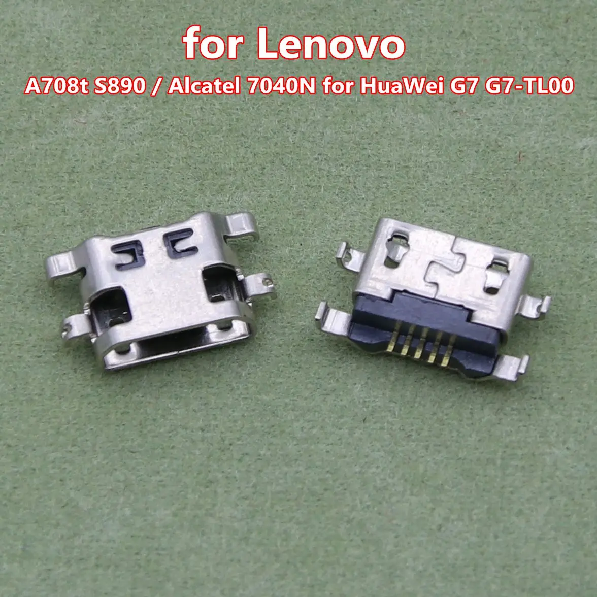 Placa pesada inversa Micro USB 1,2, conector de puerto de carga para Lenovo A708t S890 / Alcatel 7040N para HuaWei G7 G7-TL00 10-100 Uds