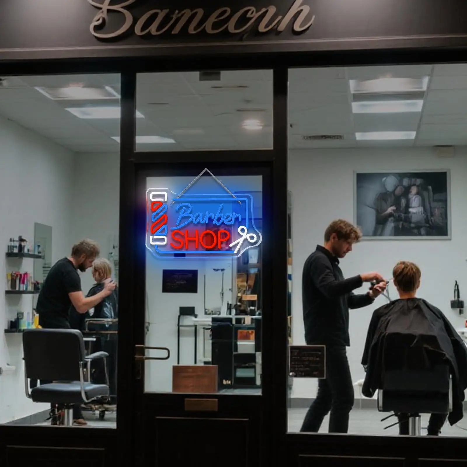 Barber Shop Neon Sign Barber Pole Led Signs for Wall Decor Salon Station Sign for Hair Salon Accessories Business Store Supplies