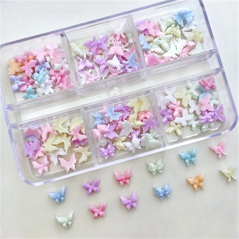 

Colored Resin Butterfly Cherry Strawberry Fruits Heart Star Rivet Christmas Snowflakes Bowknot Nail Art Accessories Decorations