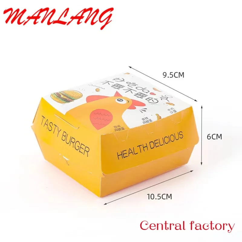 Benutzer definierte Großhandel Druck Logo Quadrat neues Design Lebensmittel qualität Papier recycelbare Burger Box Sandwich Hamburger Box Verpackung