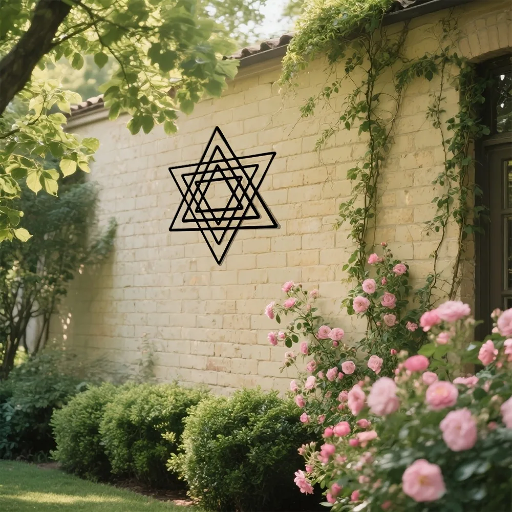 CIFBUY Metal Wall Art Iron Star of David Jewish Symbol Decor Minimalist Modern 2D Flat Sculpture for Living Room Bedroom Office view 4