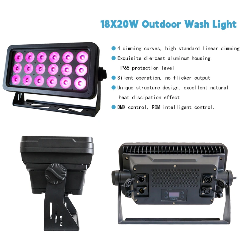 New DMX512 18*20W RGBW 4in1 IP65 Waterproof DJ Wedding Stage City Wall Washer Outdoor LED Wash Flood Light