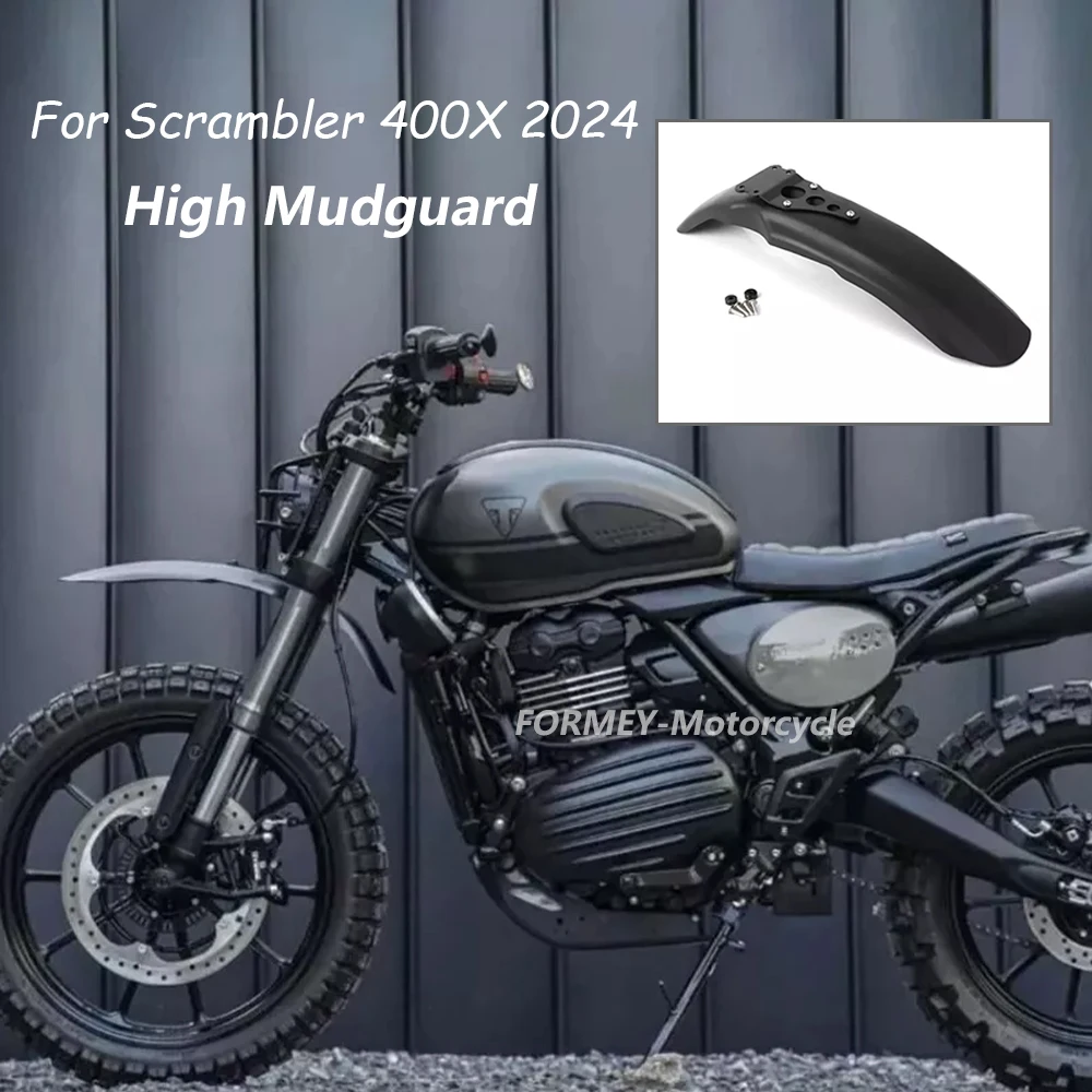 For Scrambler 400X SCRAMBLER 400 X SCRAMBLER400X New Motorcycle Front High Mudguard Fender Plastic Cover Black Durable 2024