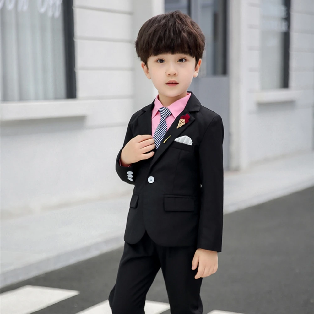 Txjojn High Quality Boys Lapel Suits 5 Pieces Handsome Formal Child Slim Fit Suit Set Hot Sale Tuxedo For Kids Piano Performance