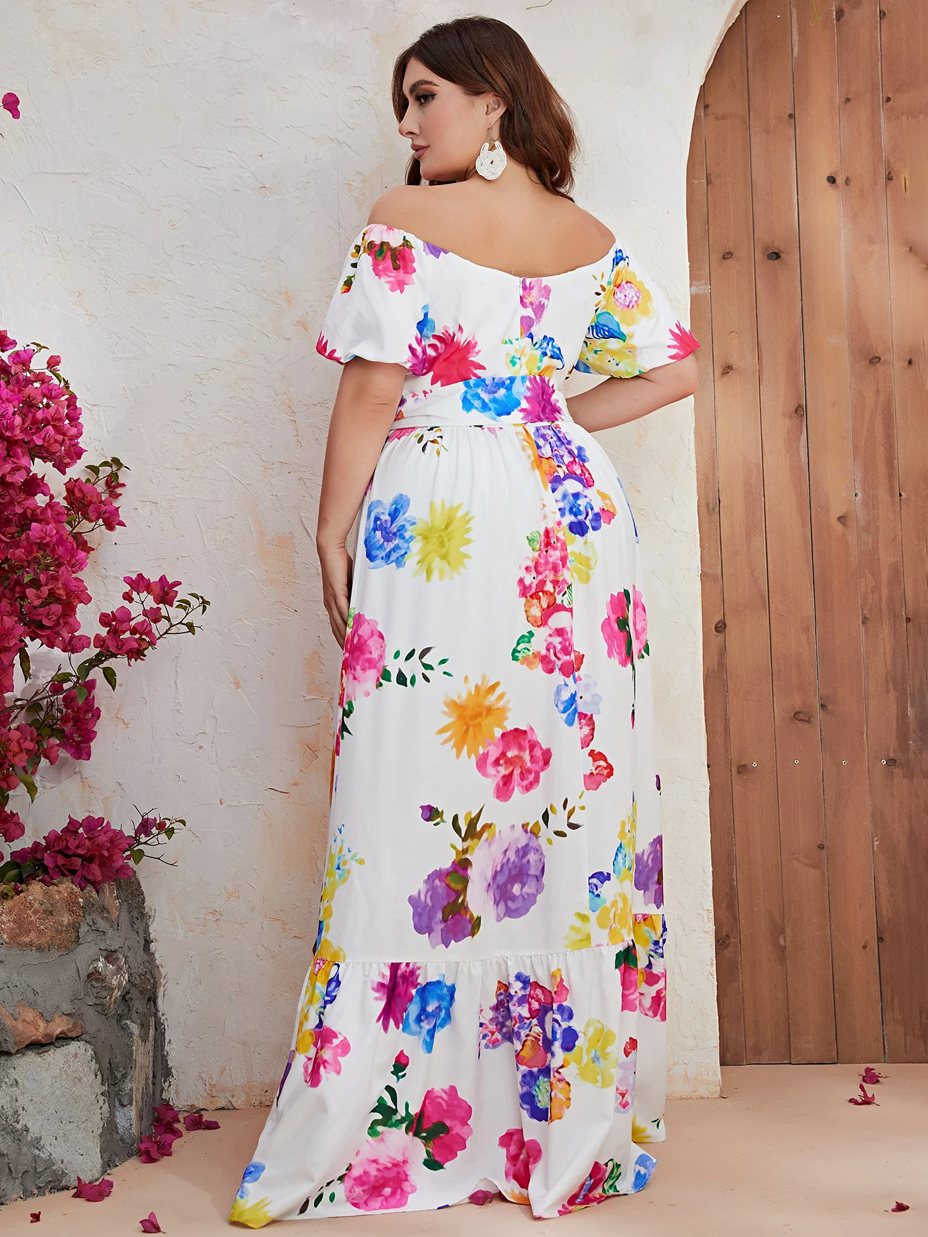 Yisikado Off-Sleeve Long Dress