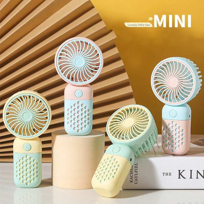 Cute USB Mini Fan Portable Handheld Fan Rechargeable Mini Handy Fan Pocket Size Low Noise Small Electric Fan Student Dormitory