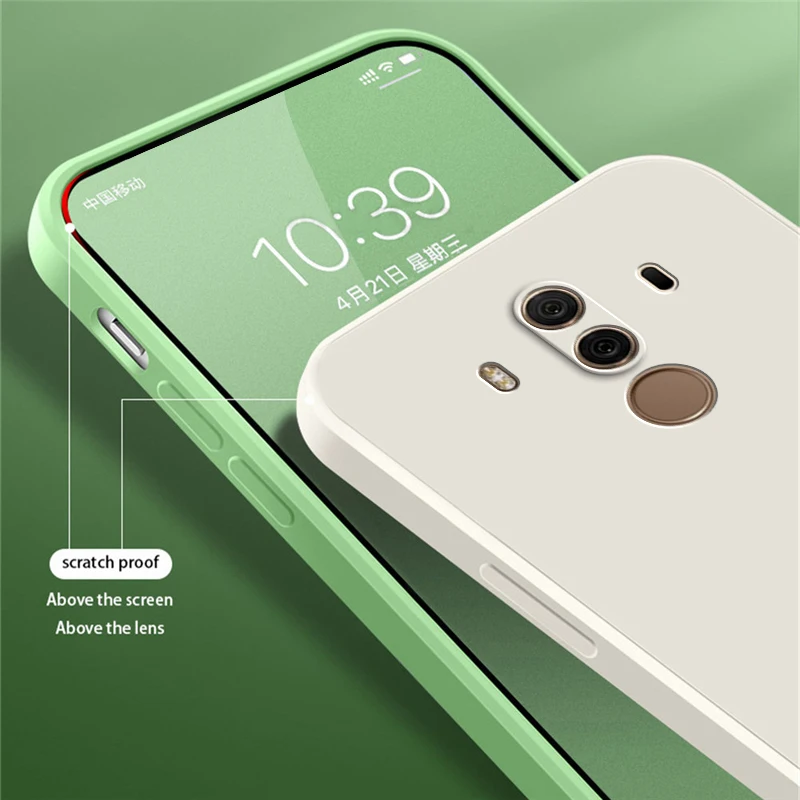 Ban Đầu Vuông Lỏng Ốp Lưng Dẻo Silicone Huawei Mate 9 10 Pro Bảo Vệ Camera Dễ Thương Lưng Điện Thoại Mate9 Mate10 10Pro fundas