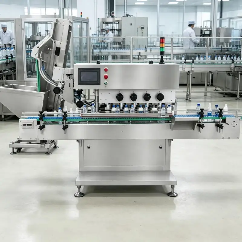 Fully Automatic Bottle Cap Screwing Machine with Cap Lifter Touch Screen Adjustable Torque for Plastic Glass Cosmetic Bottles