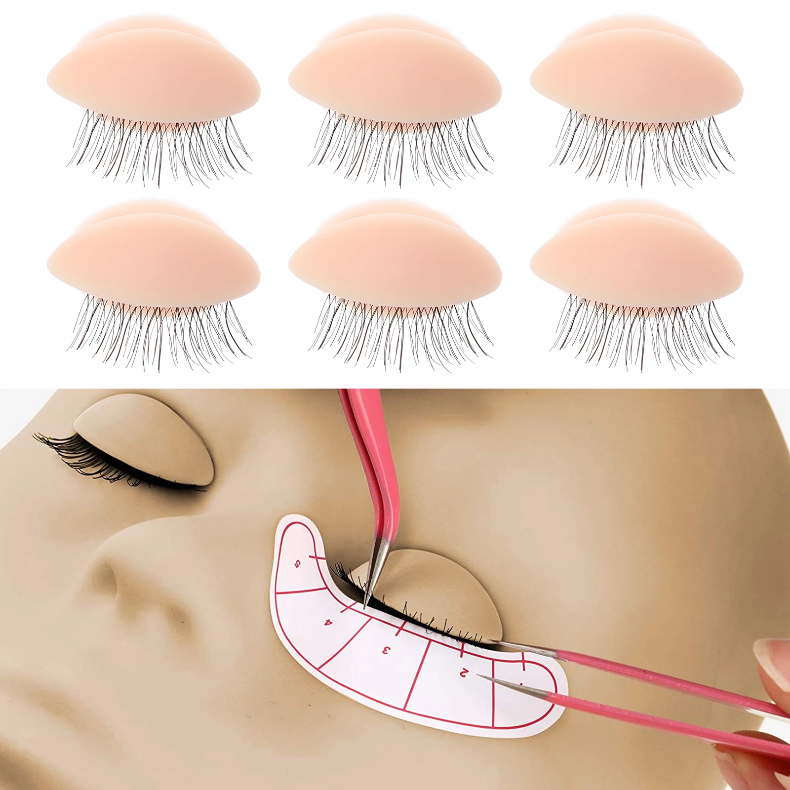 Detachable Lash Practice Eyeball Silicone Replacement Eyelids For Makeup Training Kit Lash Extension Tool