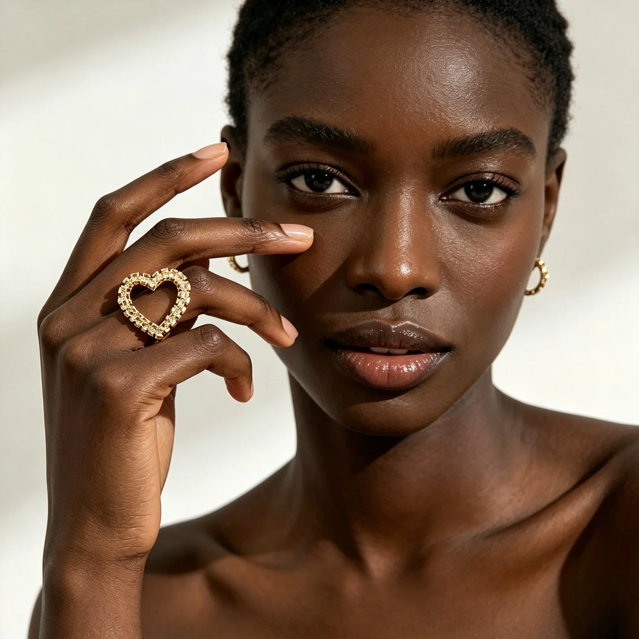 Rough Textured Nugget Rings Chain Design Heart Shape Band For Women Hip Hop Punk Rock USA Street Singer Culture 14k Gold Plated