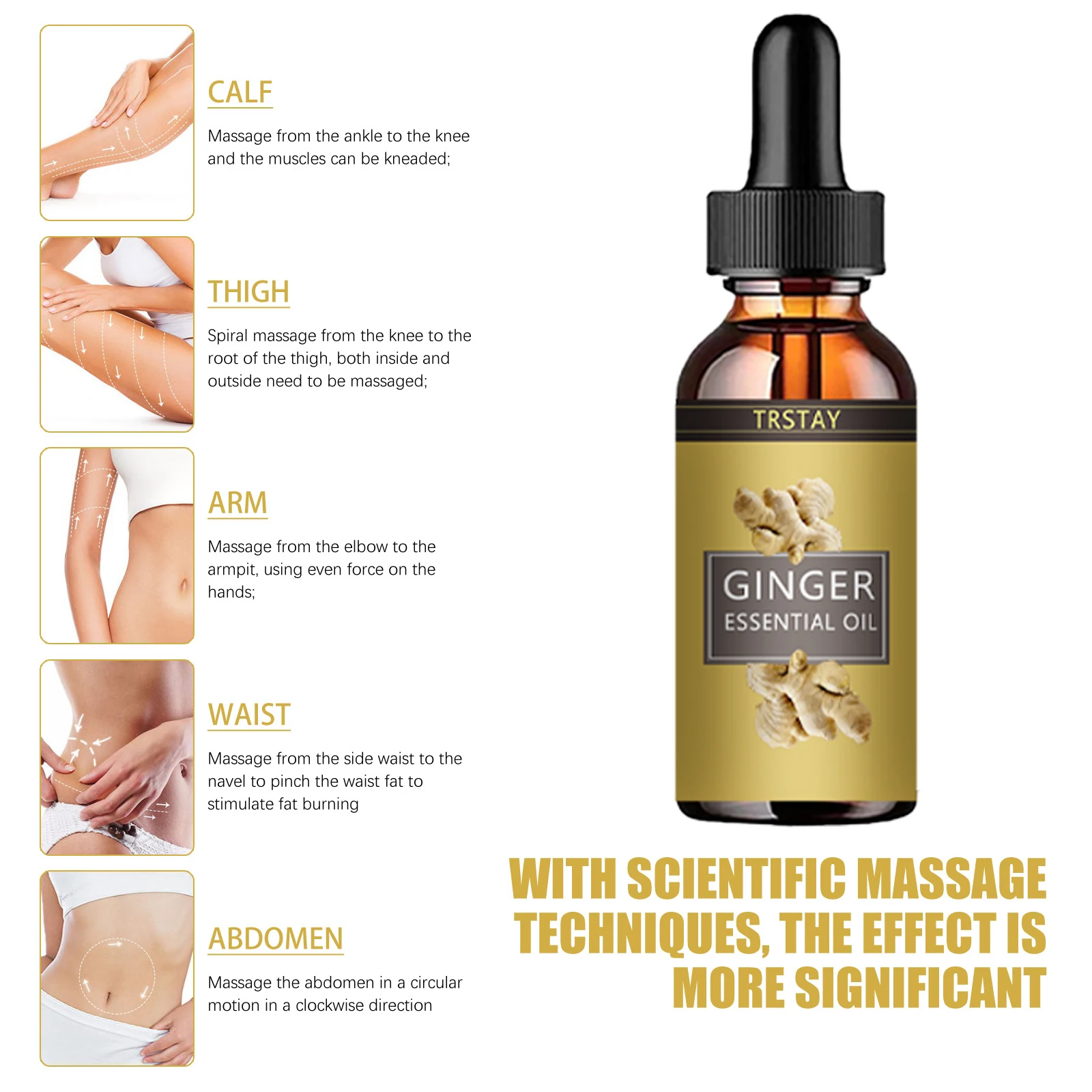 Ginger Slimming Oil Lymphatic Drainage Anti Aging Plant Essential Oil Promote Metabolism Full Body Slim Massage Oils