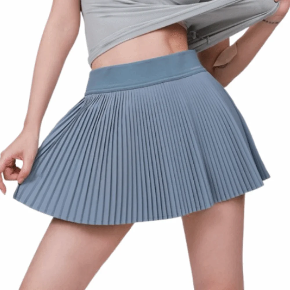 

High Waist Summer Sport Skirt Quick Dry Double Layer Women Golf Athletic Skirts with Inner Lining with Pocket
