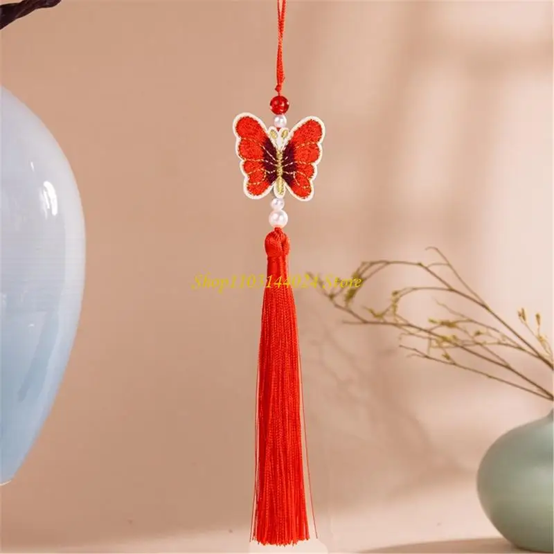 N5KE Mess Release Butterfly Tassels Keychain Decors Quality Polyester Modern Hanging Accessory for Elegant Decoration Needs