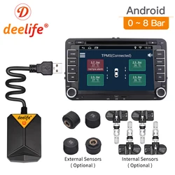 Deelife tpms android sistema de monitoramento pressão dos pneus pneu sobressalente interno externo sensor para rádio do carro dvd player usb tmps