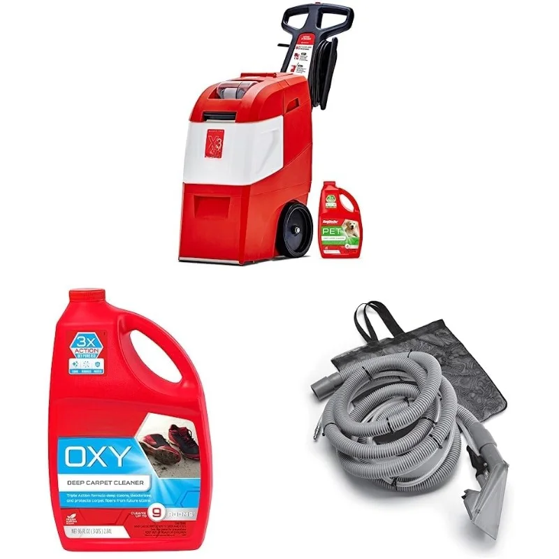 

Mighty Pro X3 Commercial Carpet Cleaner – Large Red Pet Pack & Triple-Action Oxy Carpet Cleaner & Universal Attachment