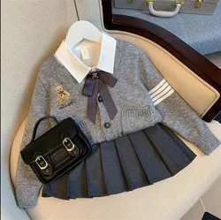 JK British College Style Girls Pleated Skirt Uniform Set Fashion 2024 New Spring Clothing Spring and Autumn Children