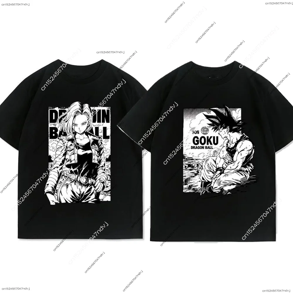 

Dragon Ball Z Goku Men's T-shirt Anime Cartoon 18 Androids Women's Casual Cotton T-shirt Streetwear Summer Short Sleeve Tops