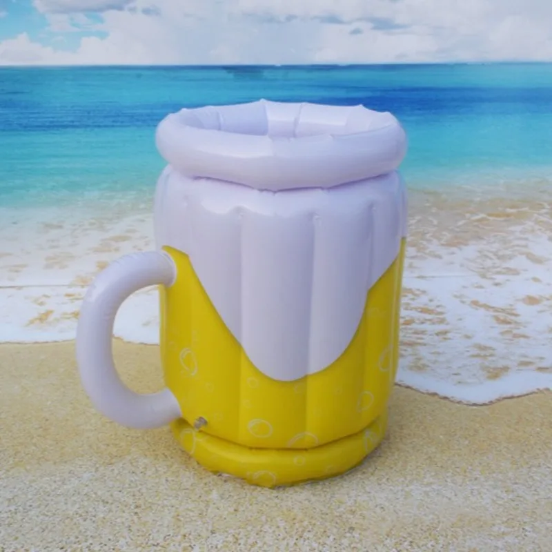 Summer Pool Party Inflatable Toys Simulation Floating PVC Beer Ice Bar Portable Water Beverage Inflatable Water Toys Ice Tray