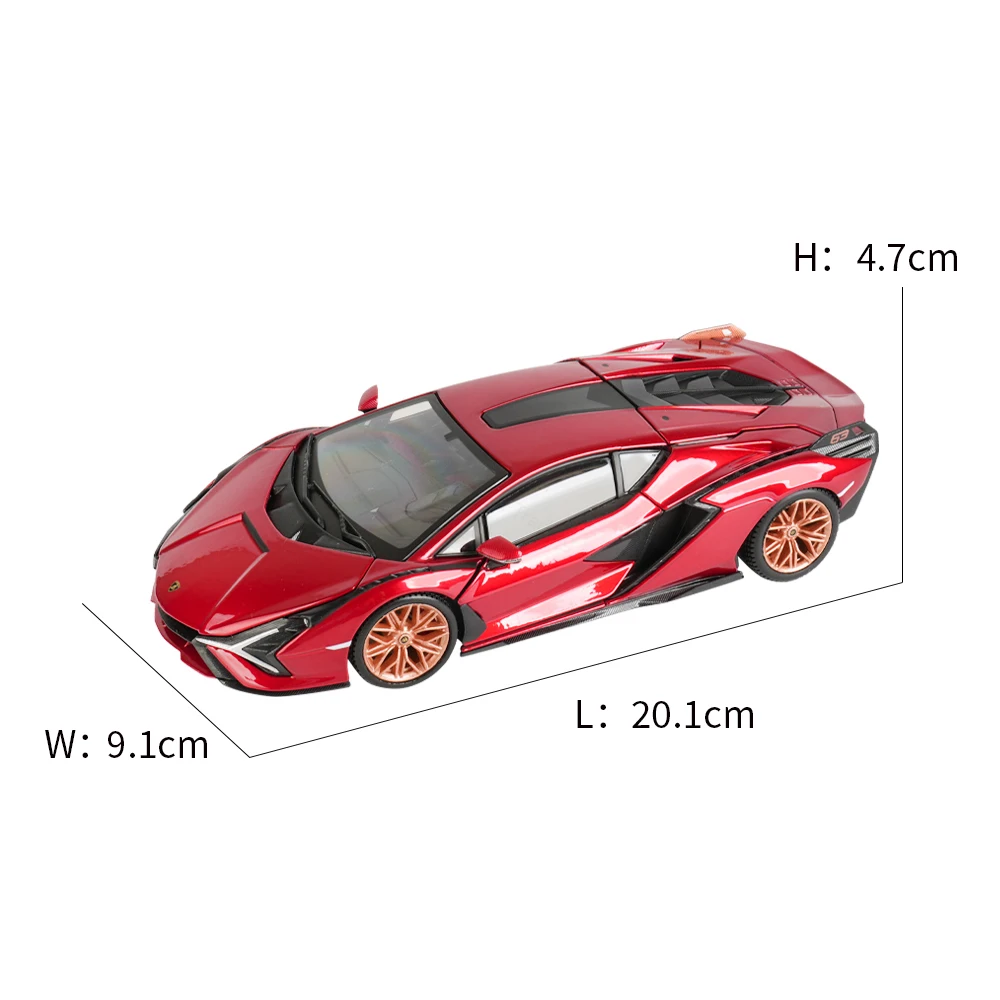 Bburago 1:24 Lamborghini Sian FKP 37 Red Sports Car Static Die Cast Vehicles Collectible Model Car Toys