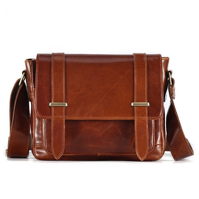 

Nesitu High Quality Vintage Brown Top Grain Genuine Leather Women Men Shoulder Messenger Bag Cowhide Male M6689