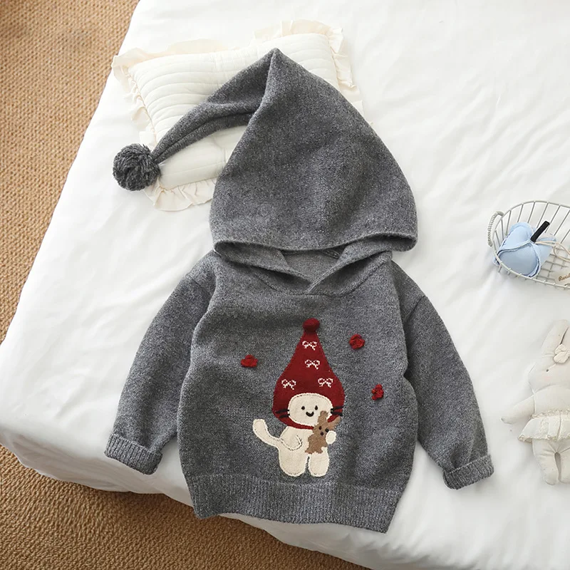 

Girls Sweaters Spring Autumn Children Knitted Hoodies Tops For Baby Girl Woolen Jersey Clothing Sweatshirts Kids Cute Outerwear