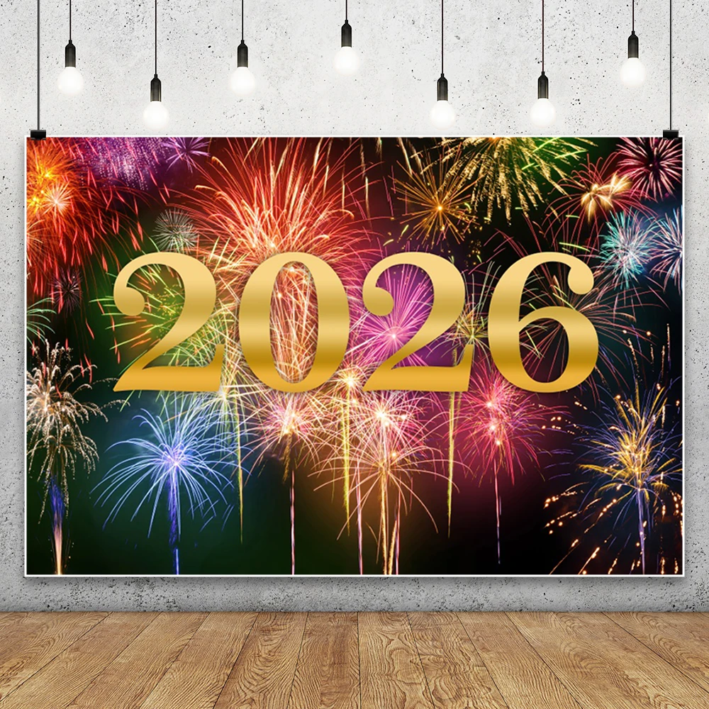 Latar Belakang Fotografi Selamat Tahun Baru 2026 Jam Kustom Kembang Api Gelas Sampanye Anak-anak Potret Keluarga Latar Belakang Foto Properti Studio