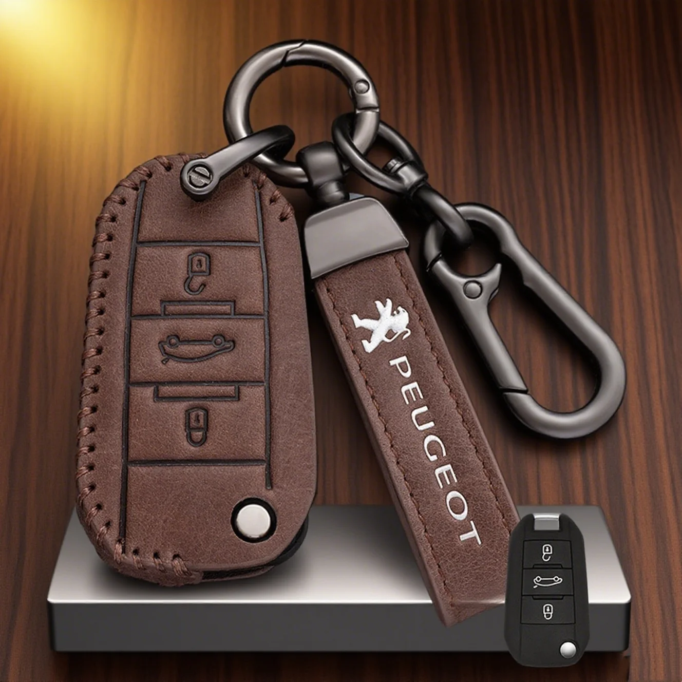 Fashion Leather Car Smart Remote Key Case Protective Shell Cover Auto Accessories For Peugeot 208 508 408 2008 307 4008 3008 308