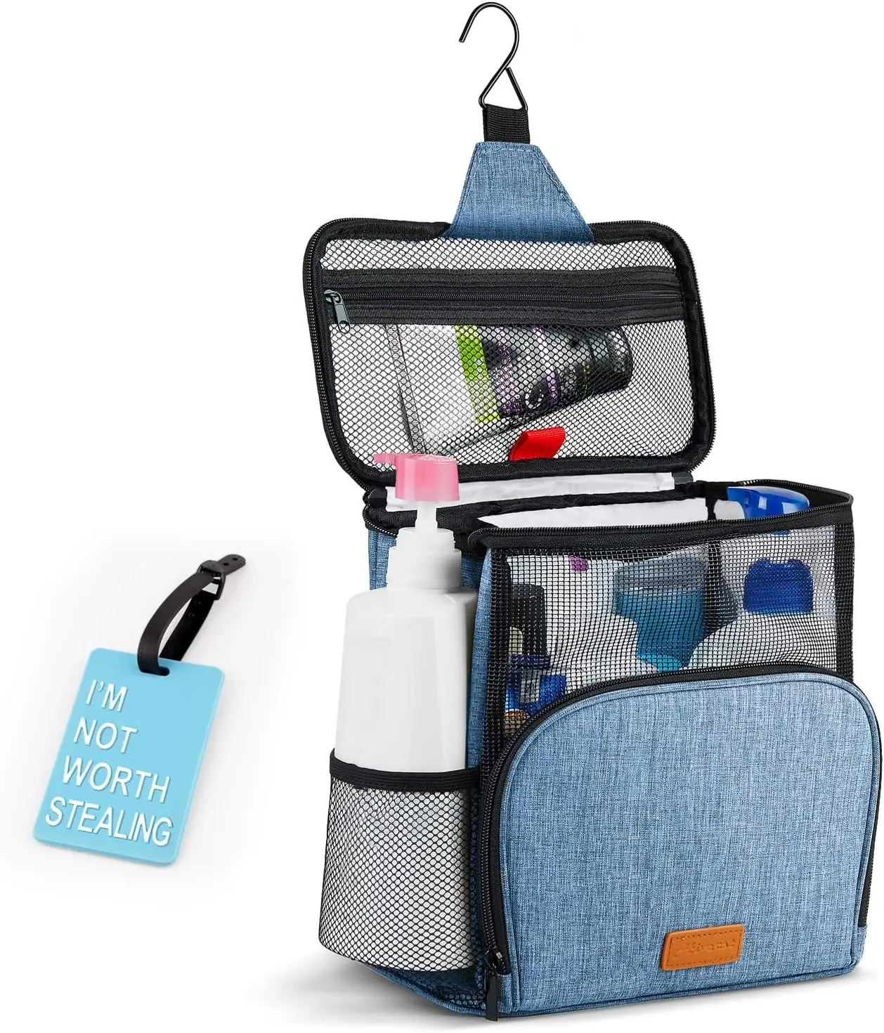 

Hanging Toiletry Bag, Shower Caddy Tote Bag (Updated Version, Full Size Bottle Compatible), Bath Organizer for College Dorms