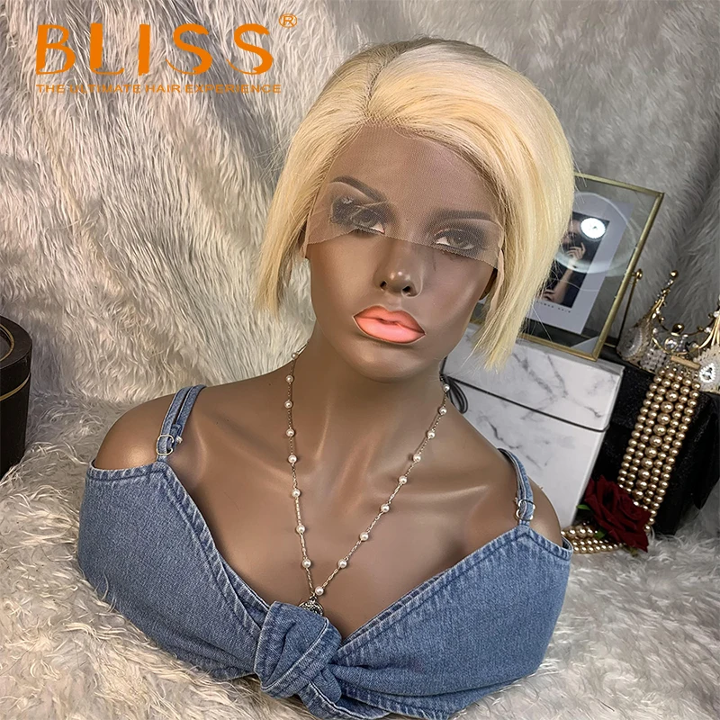 

Парики из 100% человеческих волос Bliss, женский короткий бразильский парик, недорогие человеческие короткие парики Хари на сетке спереди, парики из человеческих волос для чернокожих женщин