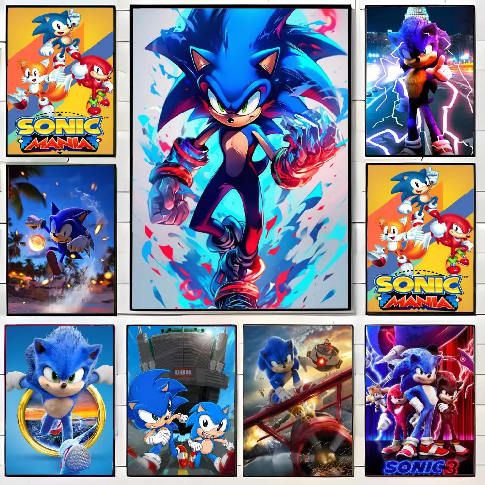 S-Sonic The Hedgehog Self-adhesive Art Poster Wall Art Print Poster Decorative Mural Home Decor Gift Unframed