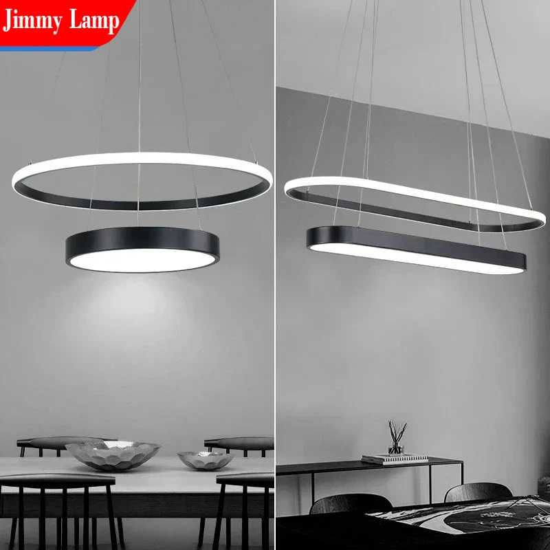 Nordic decorativo preto circular luz pingente para criativo quarto restaurante hall bar interior luminárias led