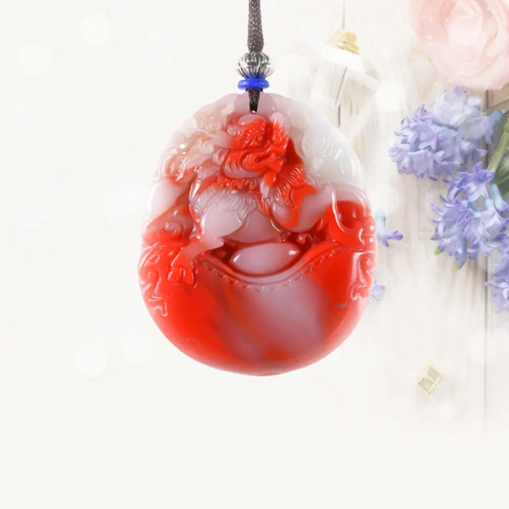 

Chicken Blood Jade Unicorn Pendant Necklace Hand-Carved Durable Jewelry Gift For Birthday Wedding Anniversary Valentine'S Day