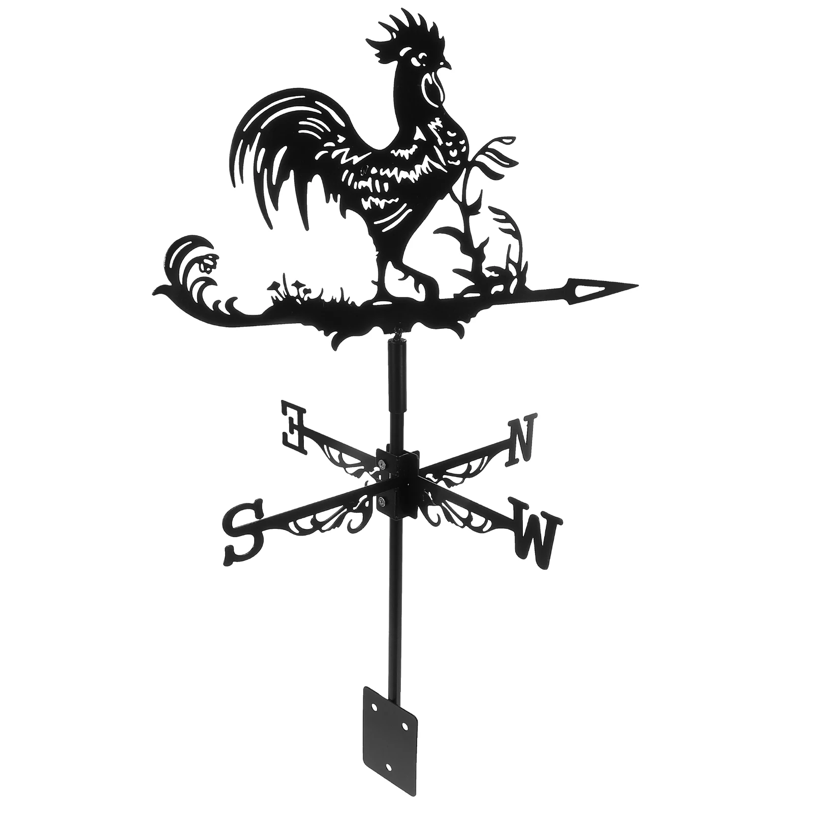

Wrought Iron Rooster Weather Vane Durable Metal Lifelike Details Garden Decor Wind Direction Roof Mount Ornament Yard Shed