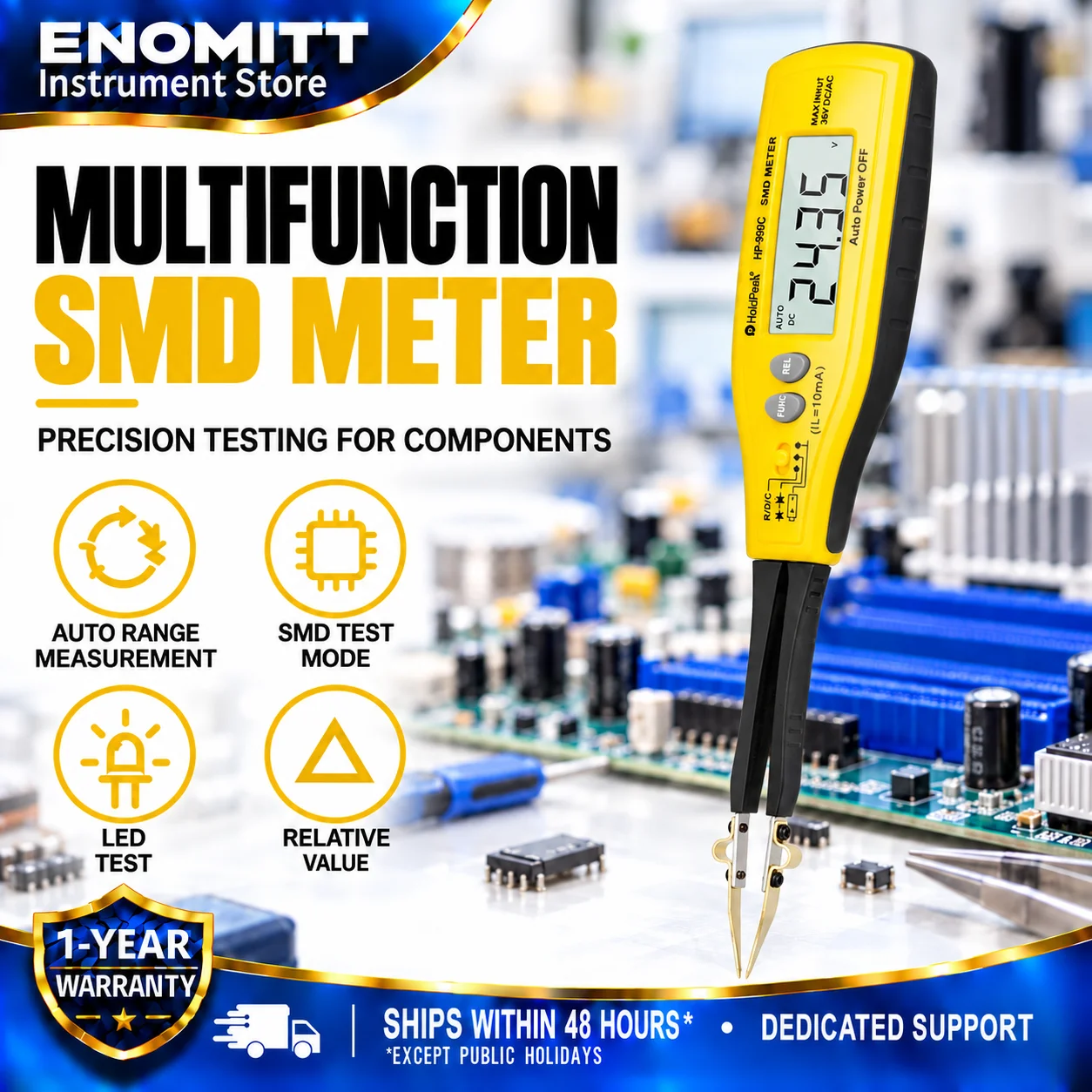 Digital Smart SMD Tester 6000 Counts DMM Handheld Resistance Capacitance Tester,Digital Multimeter Auto Scan with Spare Test Pin
