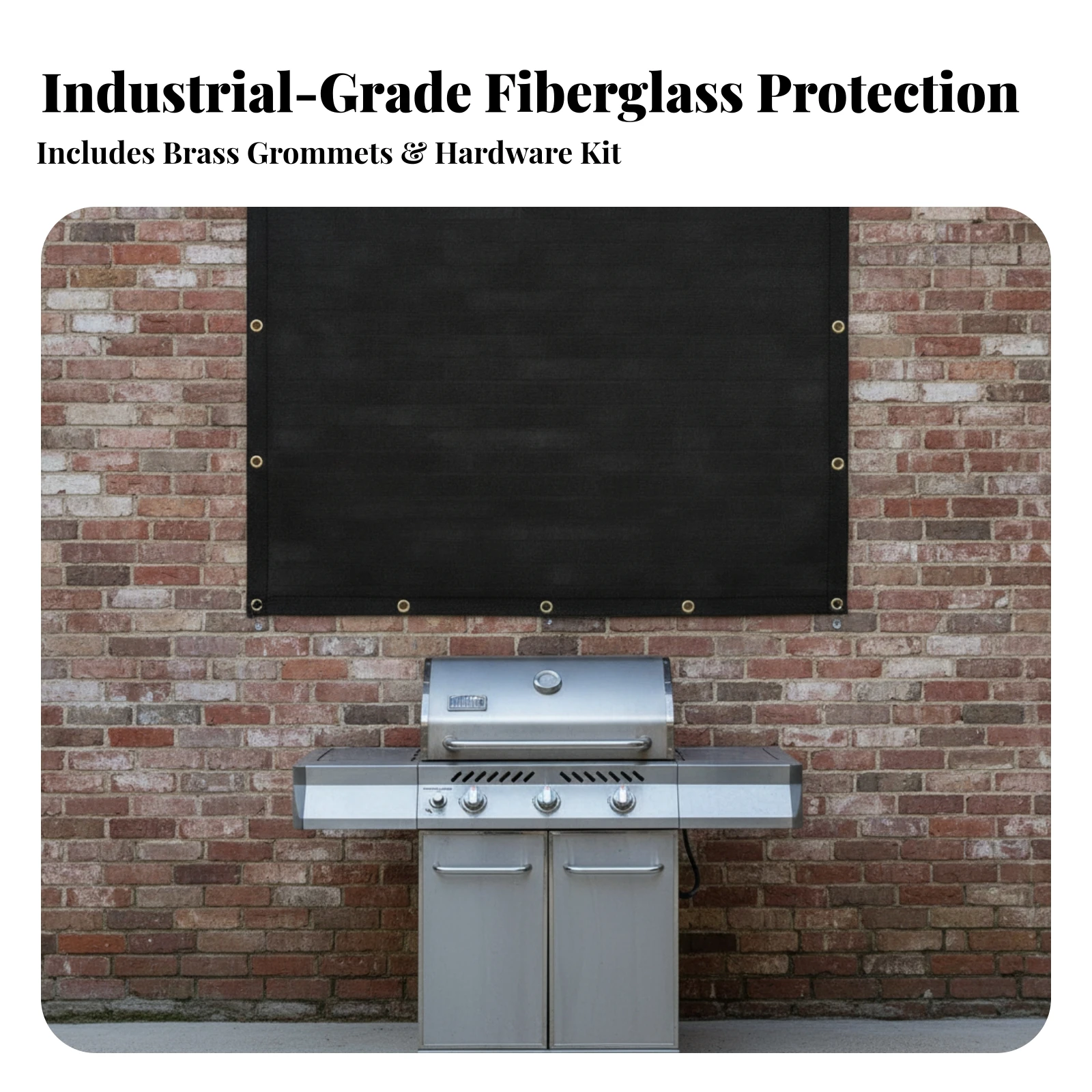 Flexible Rectangular Grill Heat Shield Fireproof Fiberglass Barrier with Eyelets for Outdoor BBQ