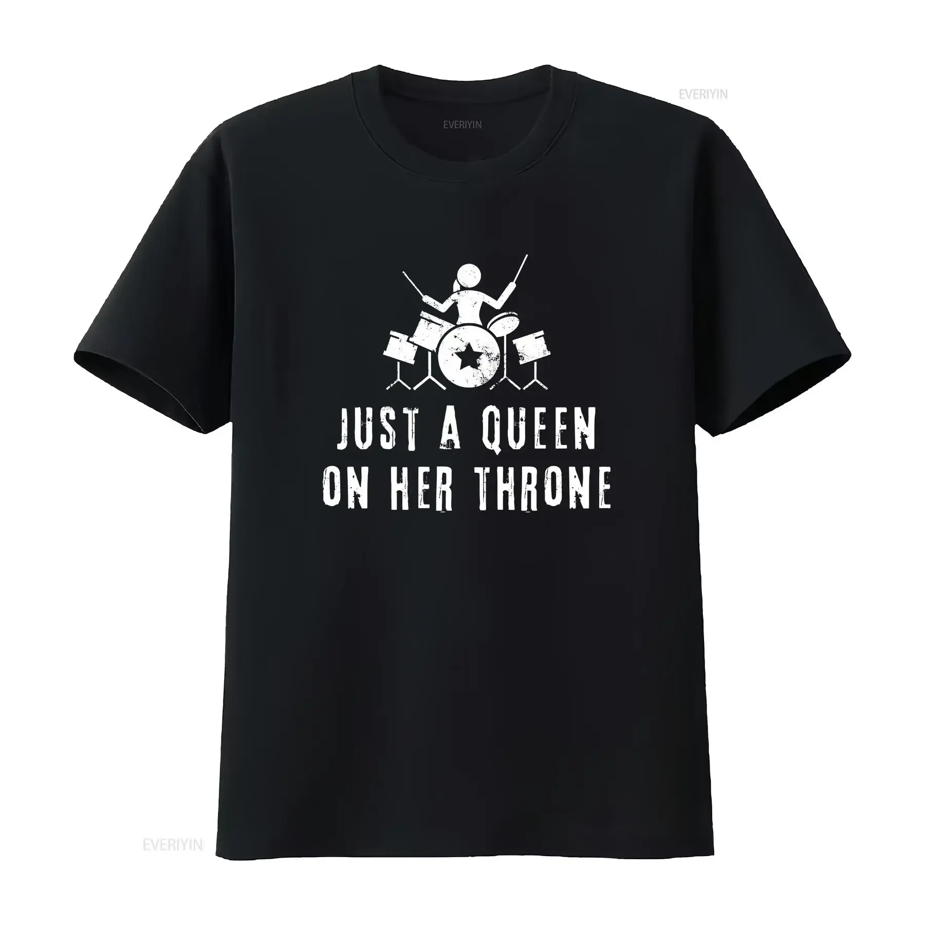 Just a Queen on Her Throne Drummer T Shirt for Girl Woman Drumset Player Percussionist vintage Washed Soft