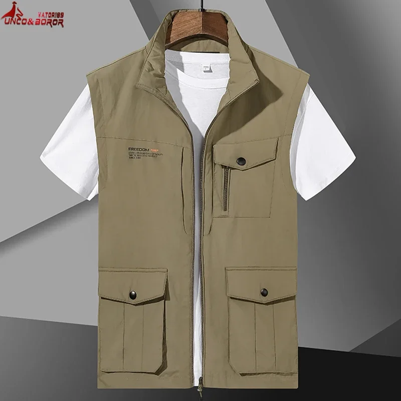 Men\'s Waistcoat Jackets Vest Summer Sports Multi Pocket techwear jaqueta masculina Climbing Hiking Work Fishing Sleeveless gilet