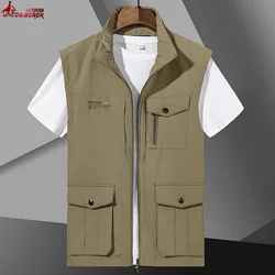 Men's Waistcoat Jackets Vest Summer Sports Multi Pocket techwear jaqueta masculina Climbing Hiking Work Fishing Sleeveless gilet