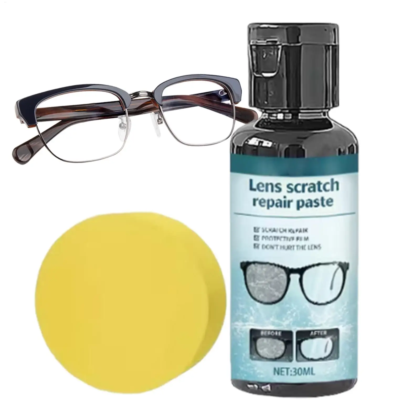 30ML Eyeglass Scratch Remover Paste, Lens Repair & Polishing Protection, Safe Cleaner For Glasses, Home Office School Dorm Use