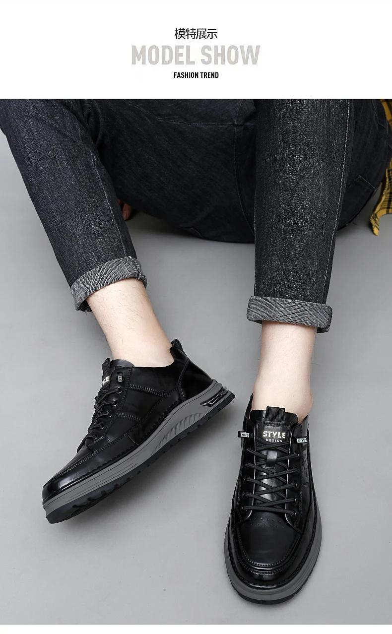 Luxuriöse Echtleder-Herrenschuhe für Business und Freizeit, Hochwertige Modische Schnürschuhe für Büro und Outdoor-Aktivitäten, Herren-Sneaker – Detail 9