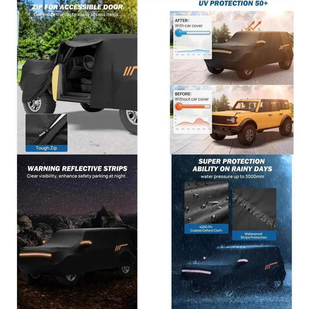 

Универсальный чехол для внедорожника с 4 дверями, модели 2021-2025 годов | Водонепроницаемая, устойчивая к УФ-излучению, ветрозащитная защита с застежкой-молнией и антивандным замком.