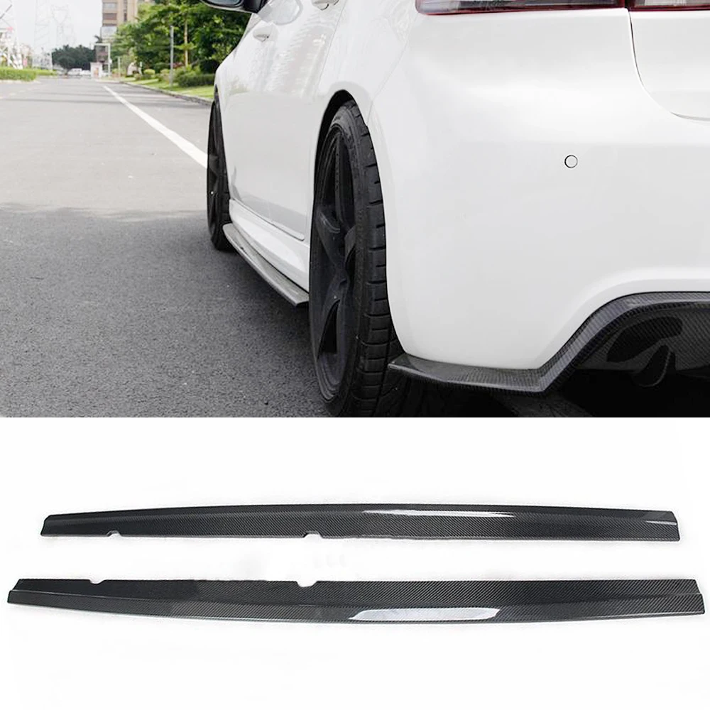 2PCS Car Side Skirts Extensions Lip Apron For VW Golf 6 VI MK6 R20 Bumper 2010 - 2013 Carbon Fiber Side Skirts Body Kits FRP